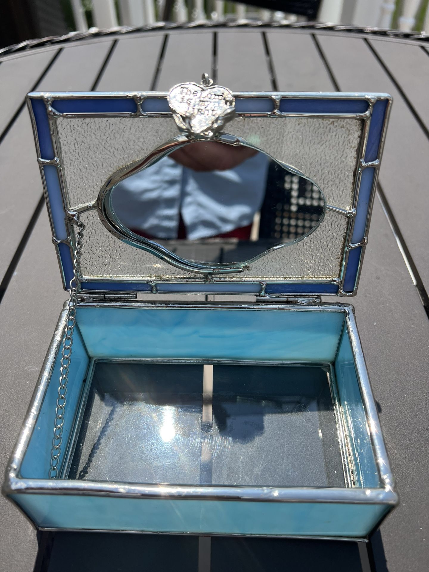 Stained Glass Mirrored Lighthouse Jewelry Box