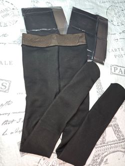 3 pack fleece-lined thermal tights or leggings/ Set de 3 leggings efecto piel