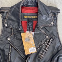 Super Sick Never Worn Harley Davidson Black Leather Vest