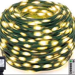 Ollny Christmas Lights Outdoor-800LED 330FT Long Plug in Green Wire Christmas Tree Lights with Remote-IP67 Waterproof 8 Modes with Timer for House Ind