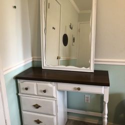 Vintage Style Dresser With Mirror And Chair