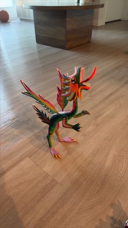 Mexican Alebrije Hand-Painted Wood Dragon Figurine