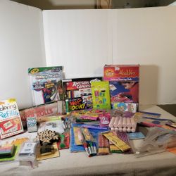 Art Supply Lot Drawing Supplies & Paper Rolls Stamps Stencils Markers Colors Stickers Chalkboard +++