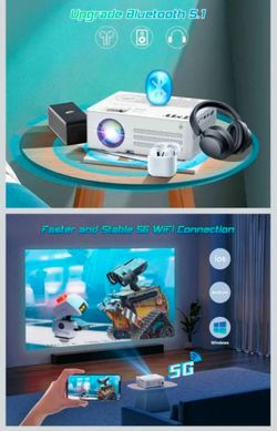 TMY Projector with WiFi and Bluetooth [80" screen included) Native 1080P Outdoor Projector, 4K Support