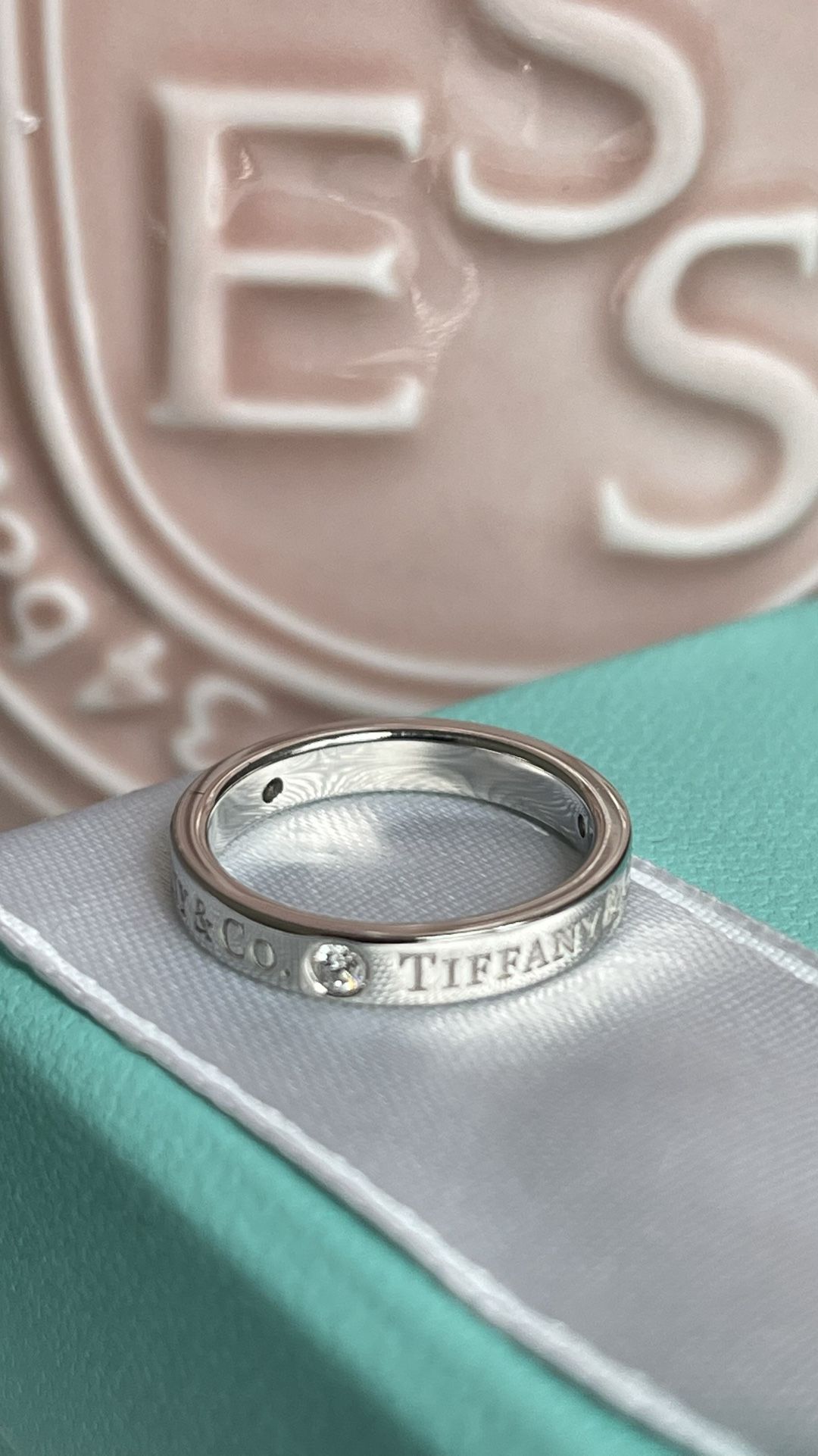 Tiffany & Co. Band Ring with Diamonds Platinum size 4 NEW $2600
