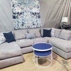 Beautiful Gray Double Chaise Sectional (New)