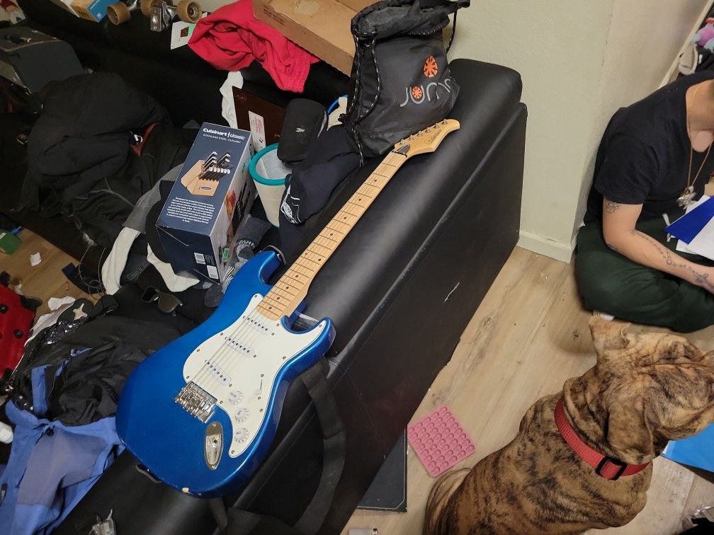 Blue Silvertone Electric Guitar