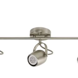 Samara 3-Light Brushed Nickel Track Lighting Kit, LED Bulbs Silver