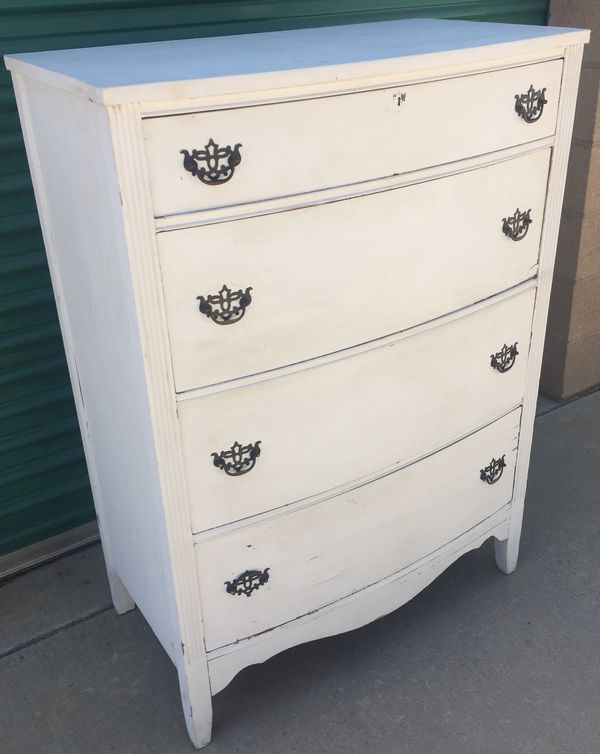 Vintage Shabby Chic Tall Dresser Chest Of Drawers For Sale In