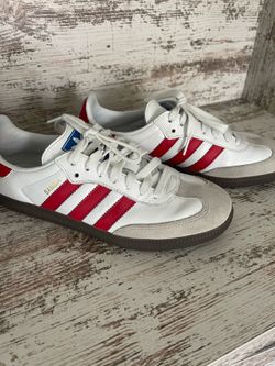 Adidas Samba OG White & Red Sneakers Size 9