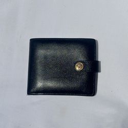 Versace Men's Black 100% Leather Gold Medusa Bifold Wallet