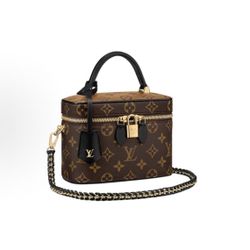 LOUIS VUITTON Vanity All-match Portable Old Flower Chain Coated Canvas Calfskin Trim Dressing Bag Handbag Single Shoulder Crossbody Makeup(652)48