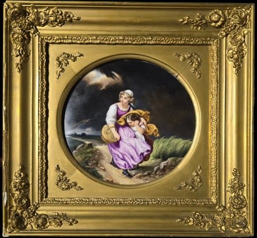 Nice Original Fired Enamel Painting On Porcelain