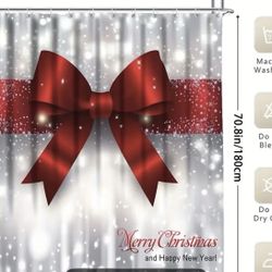 Unique Christmas Shower Curtain, Cute Fabric Polyester Shower Curtain.