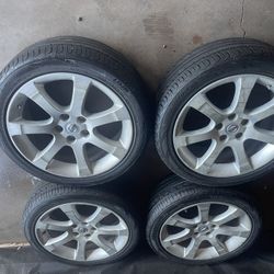 225 45 18 Like New Set Tires With Used Rims Nissan Altima Maxima Tires Have 100% Tread Left 