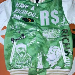 Mens rich$oul messy print varsity jacket size 3x $100 hmu last one