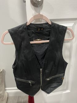 Black Leather Harley Davidson Vest