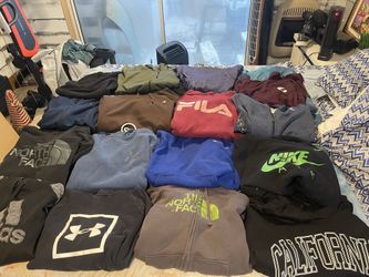 hoodies. lot size large 16 pcs. Nike North Face Adidas Under Armor.