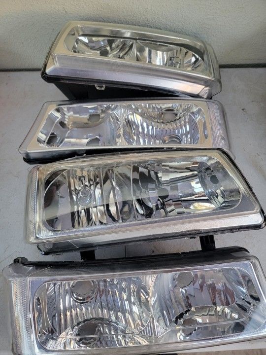03-06 Chevrolet Silverado Avalanche Headlights Luces Micas Calaveras Faros Faroles Focos Chevy Headlamps 