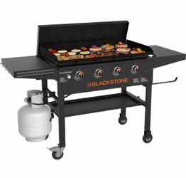 Blackstone Original Outdoor Griddle, 36 Inch 4-Burner Flat Top Grill with Hard Cover, Black