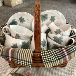 Vintage China Set Teacup’s, Saucer’s, Cream & Sugar, Salt & Pepper, Noritake China,Wild Ivy, Japan 