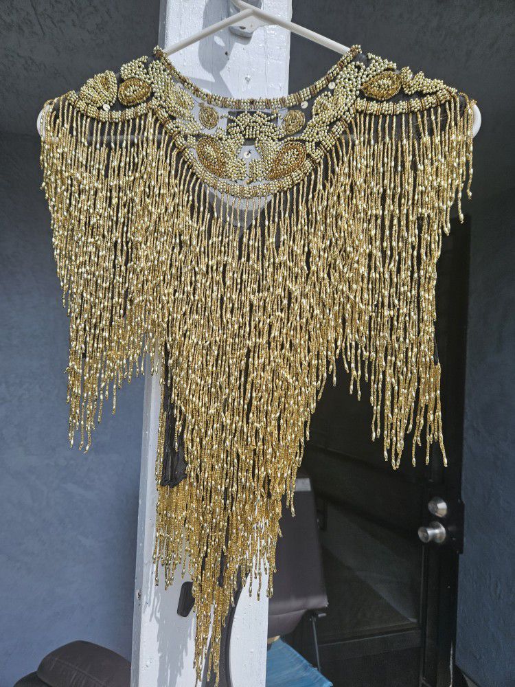 Gold BEADED SHAWL. Was Worn Once For DAUGHTERS WEDDING