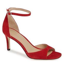 Brand new Nordstrom Signature Women's Lia Ankle Strap Sandal Size 38 Red Suede 