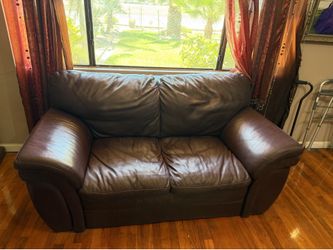 Brown leather couches