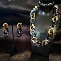 Black & Gold Chain Earring Set