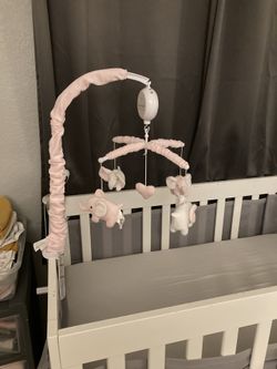 Pink Elephant Musical Crib Mobile - Digital Music Box with 12 lullabies