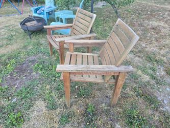Crate Barrel teak outdoor chairs 2 piece