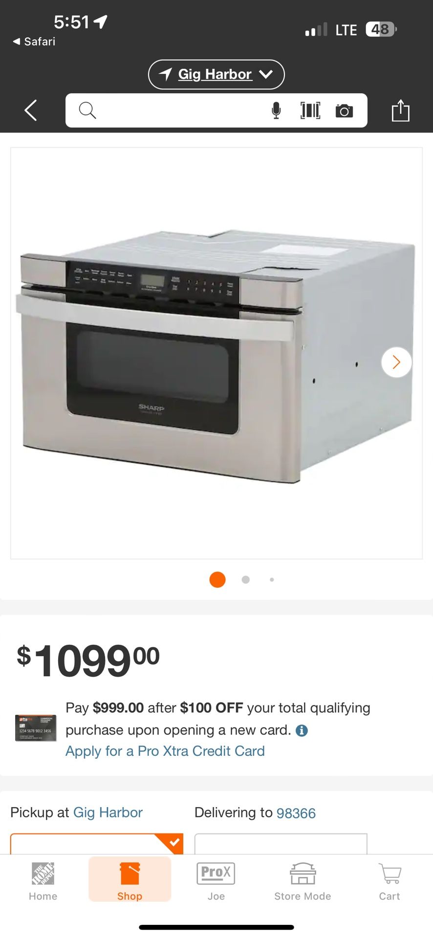 Sharp Microwave. (Brand New In Box Never Installed)