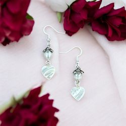 Handcrafted Pearl Heart Earrings 925 Silver Valentines Day Special Artisan Gifts For Her