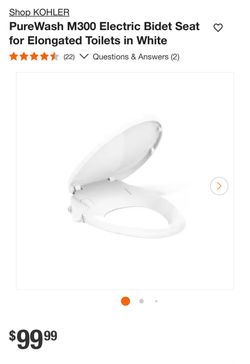 Kohler elongated bidet seat