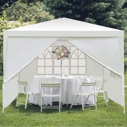 10 X 10' Gazebo Canopy Wedding Party Tent W/ 4 Removable Sidewalls, White
