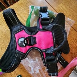New- Dog Harness Sz M,  And 4 New  Chains