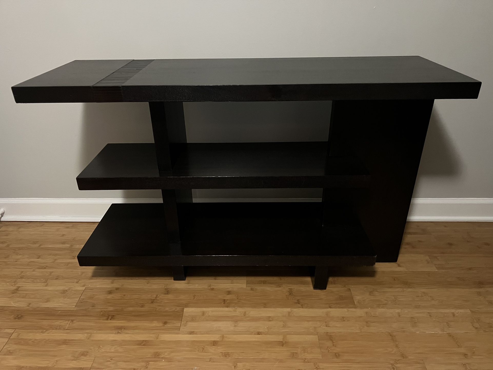 Solid Wood Sidewall Shelf Table Black