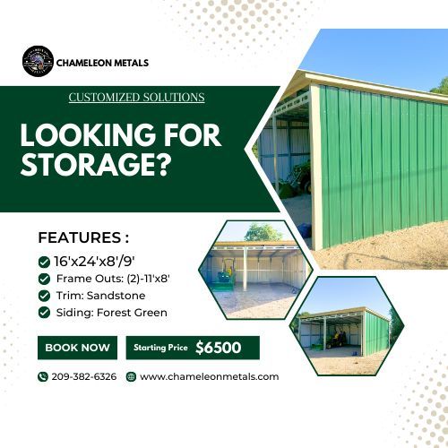 STOP PAYING FOR STORAGE AND GET A STORAGE SHED, GARAGE, BARN BUILT FROM CHAMELEON, IN SHORTEST LEAD TIMES