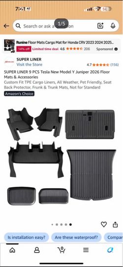 Tesla Model Y Juniper floor mats