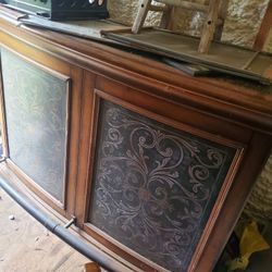 Antique Bar And Two Bar Chairs 