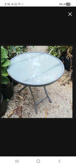 Metal Folding Table Glass Top