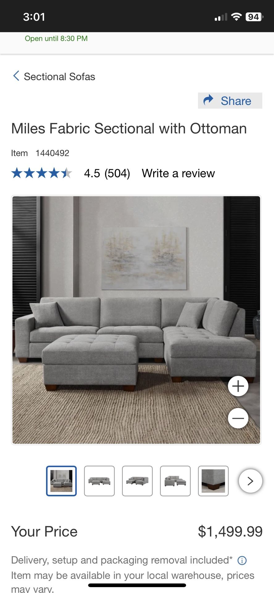 Miles Fabric Sectional with Ottoman