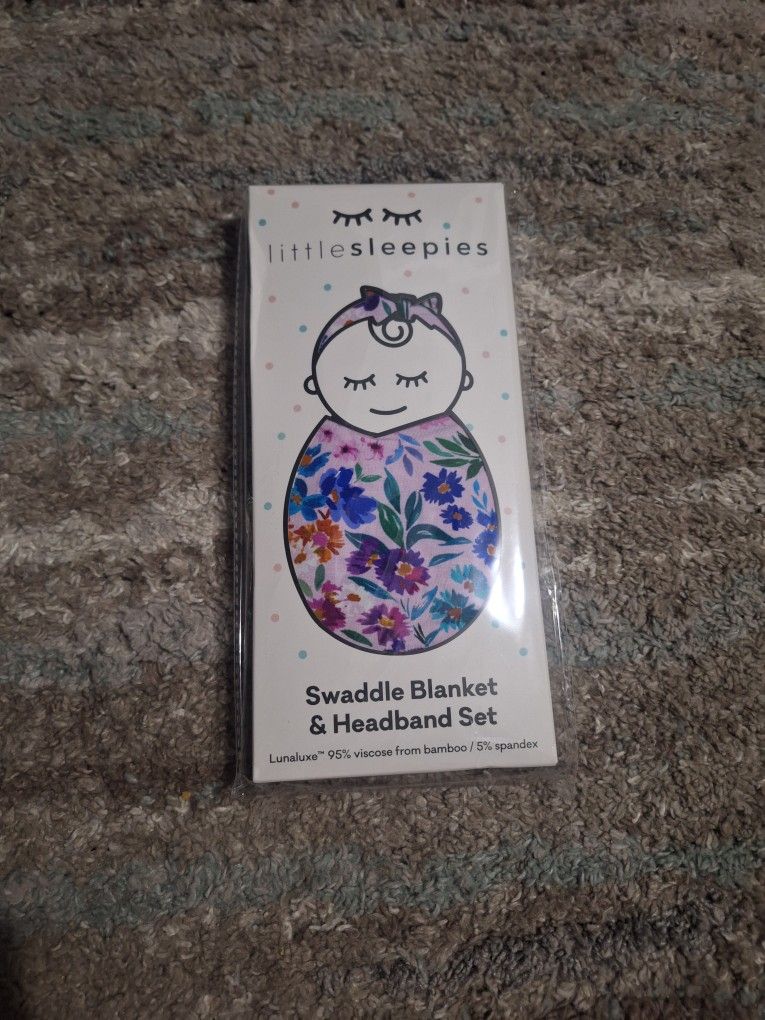 Little Sleepies Sweetpea Floral Swaddle + Bow