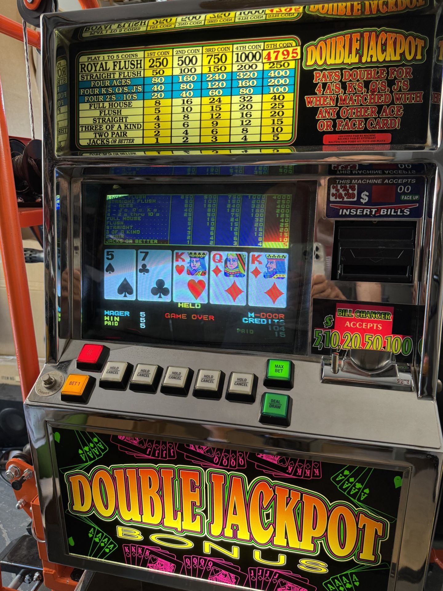 Sigma Video Poker Slot Machine with Bill Validator. 25cent