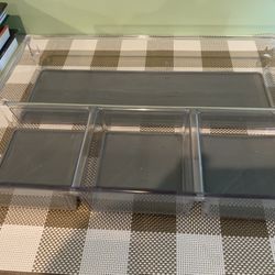 Clear Plastic Organization Tray W/ Non Slip Bottoms In 4 Deep Areas
