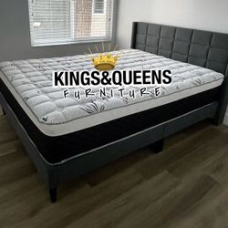 NEW QUEEN BED FRAME WITH MATTRESS