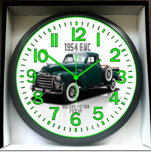 1954 GMC Pickup Truck Glow In The Dark Wall Clock New!