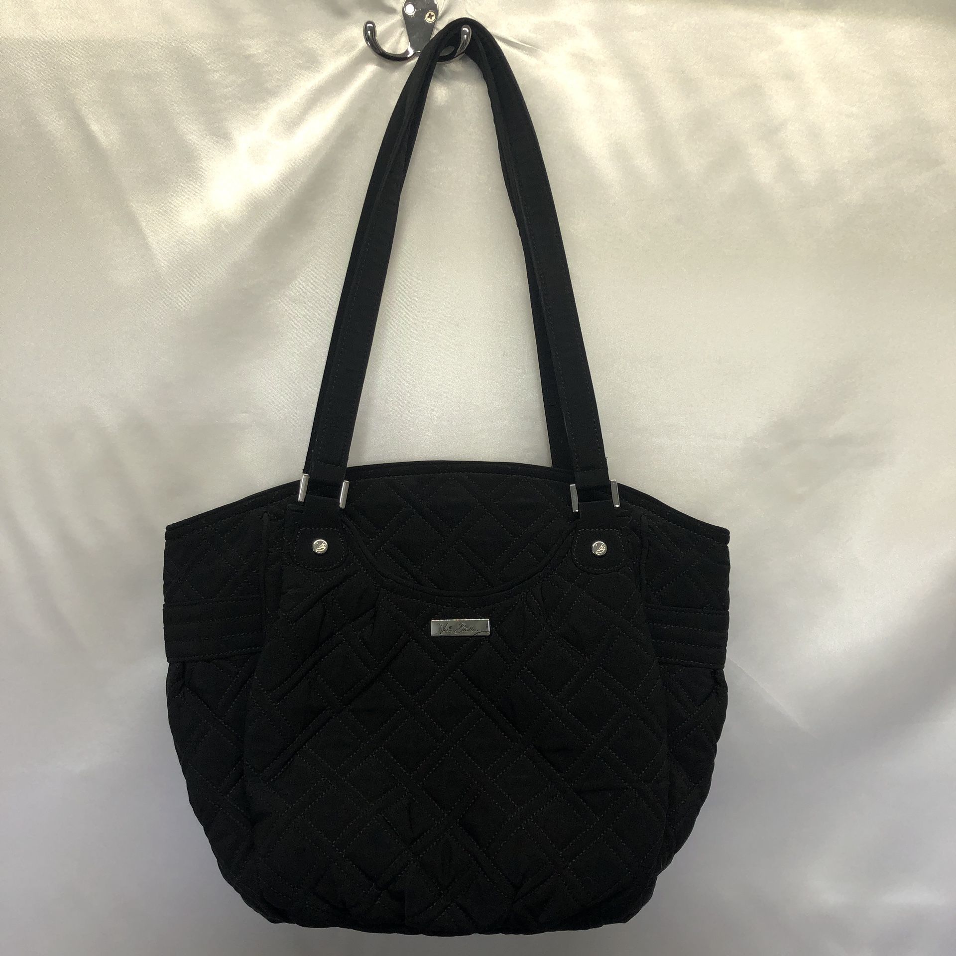 Vera Bradley Black Microfiber Glenna Shoulder Bag Tote Purse Handbag