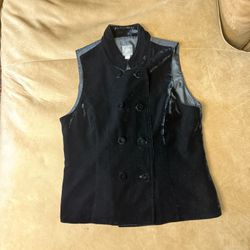 J Jill Double Breasted Vest Women XS Black Velvet Silk Blend High Neck Goth