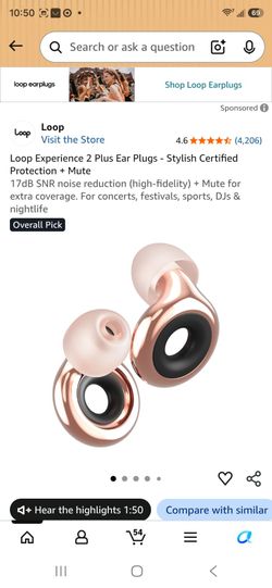 Loop Experience 2 Plus Ear Plugs - Stylish Certified Protection + Mute
17dB SNR noise reduction (high-fidelity) + Mute for extra coverage. For concert